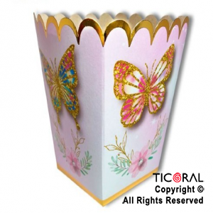MARIPOSAS GLAM CAJITA POCHOCLERA CON STAMPING X 8